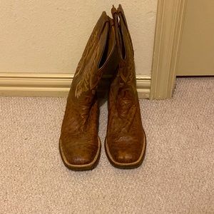 Lucchesse ostrich skin square toe boots